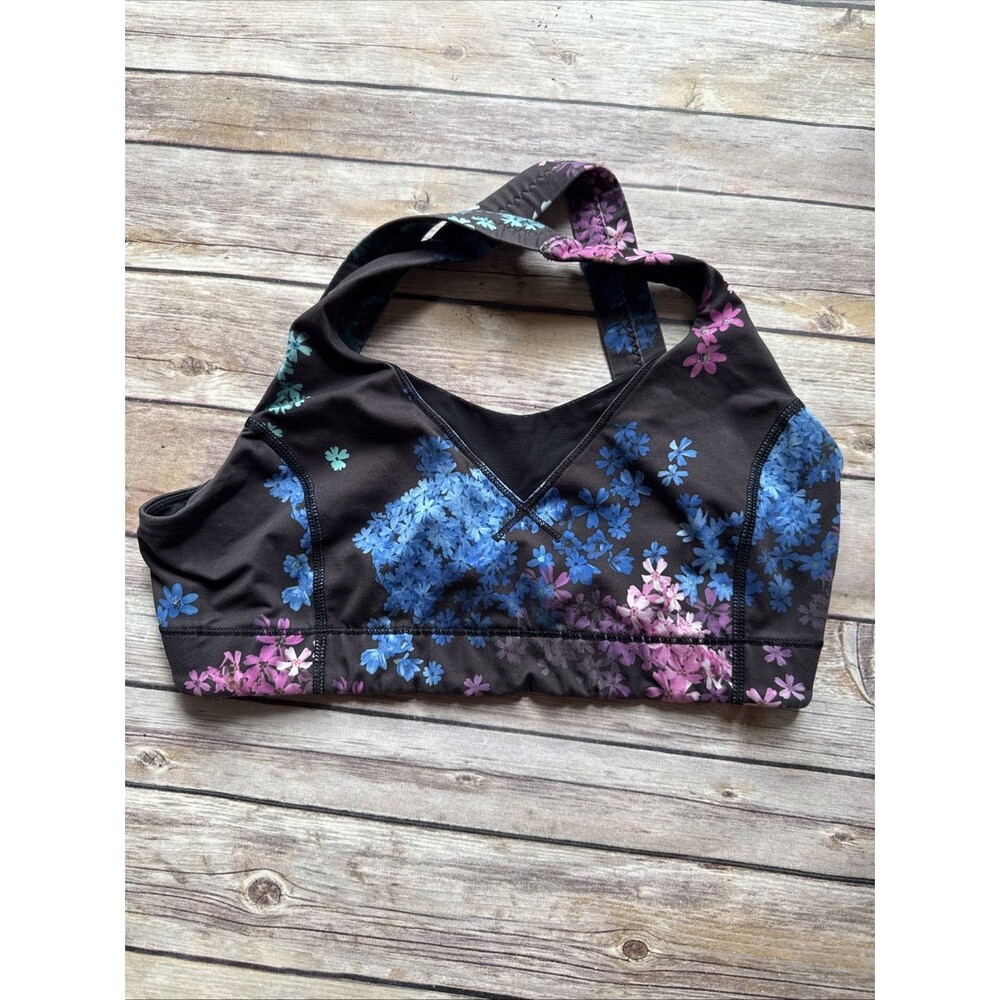 Lululemon Sports Bra Black Floral Multi Color Size 8